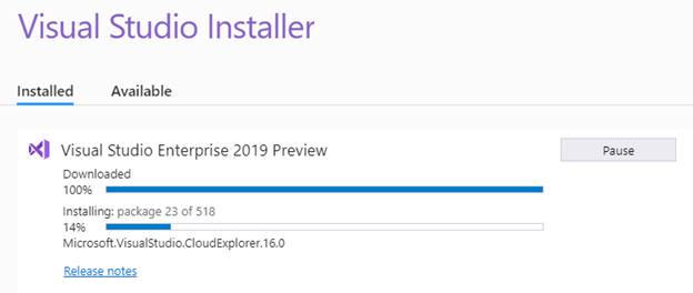 Updating Visual Studio 2019 Preview To Version 16.0.0 Preview 2.1